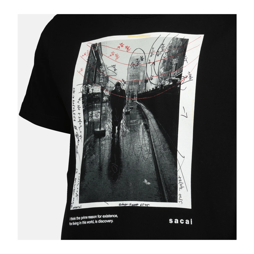Sacai James Dean Bedrukt T-shirt Lente-Zomer 2025 Black Heren