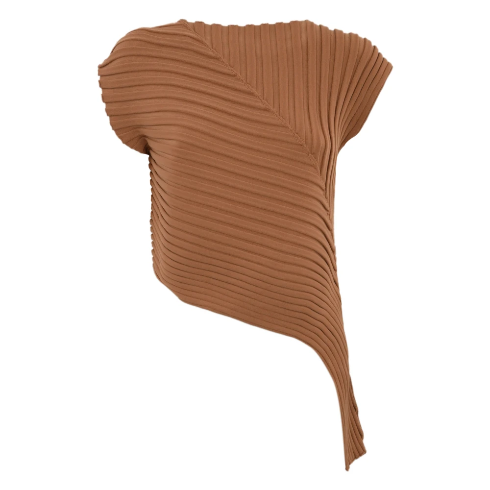Liviana Conti Asymmetrische Nylon Trui Terracotta Orange Dames