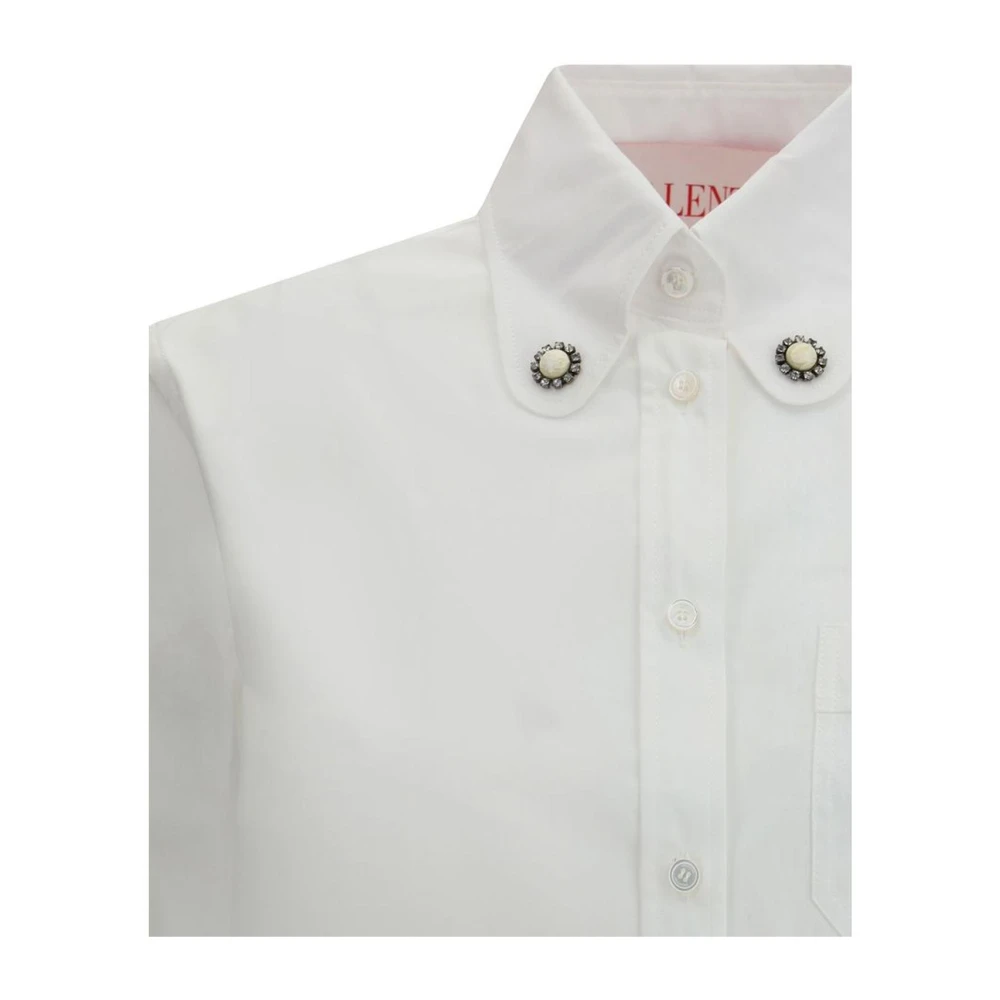Valentino Overhemd met juweeldetail en klassieke kraag White Dames