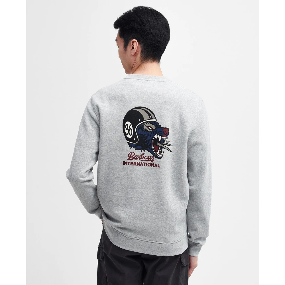 Barbour Grafische Logo Sweater Grijs Marl Gray Heren