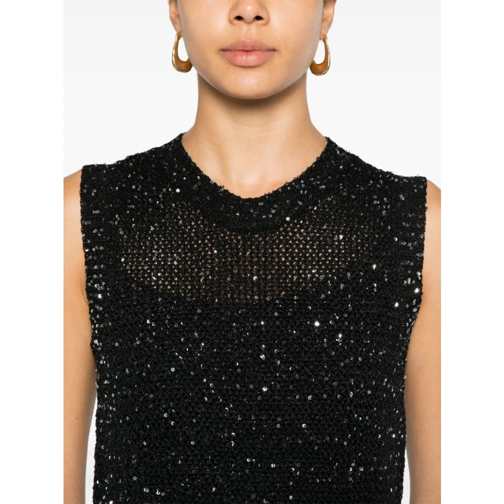 Golden Goose Melyssa Top met pailletten en gebreid Black Dames