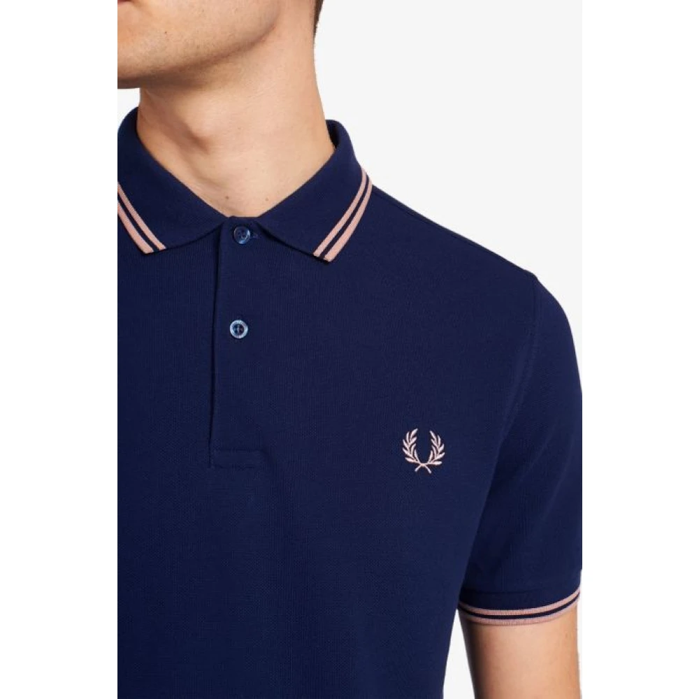 Fred Perry Slim Fit Twin Tipped Polo in Blauw Roze Blue Heren