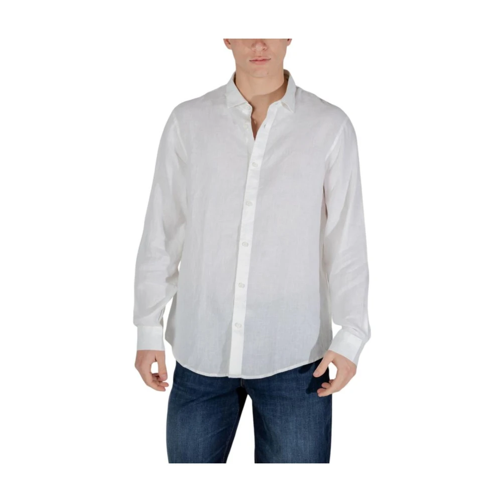 Armani Exchange Uomo Bianco - Camicia Lunga In Lino - Shirts - M - Immagine 3