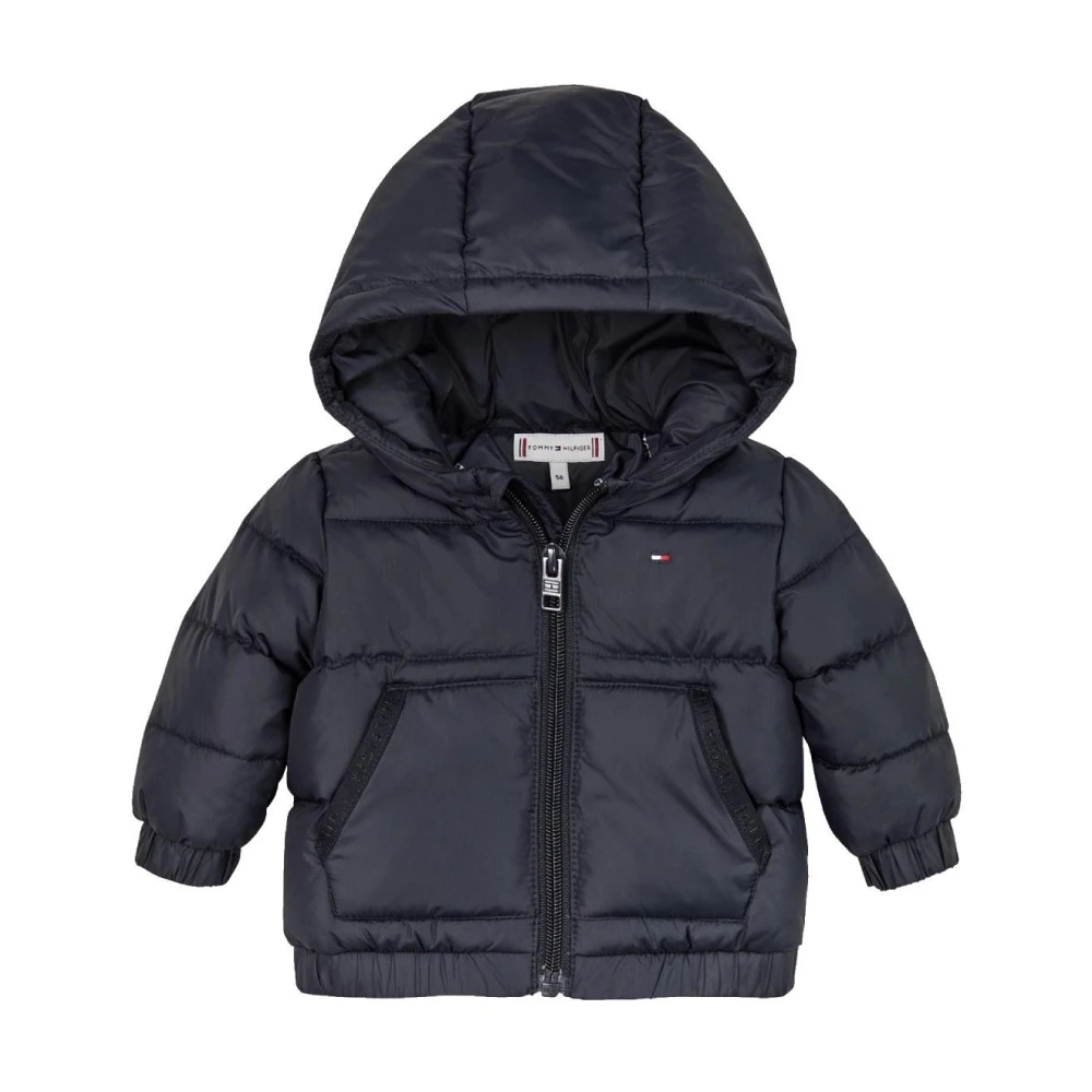 Tommy Hilfiger Unisex Blue Puffer Jacket With Embroidered Logo