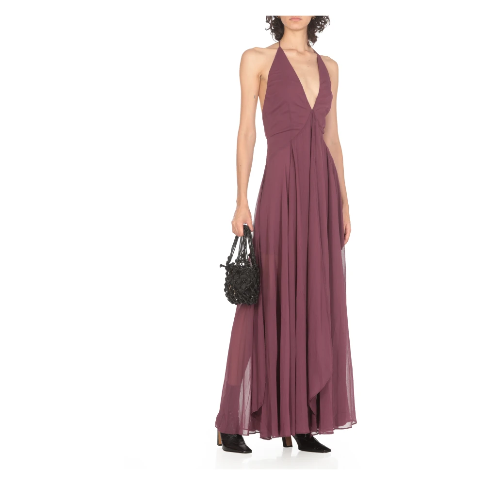 Rotate Birger Christensen Paarse Chiffon V-Hals Jurk Purple Dames