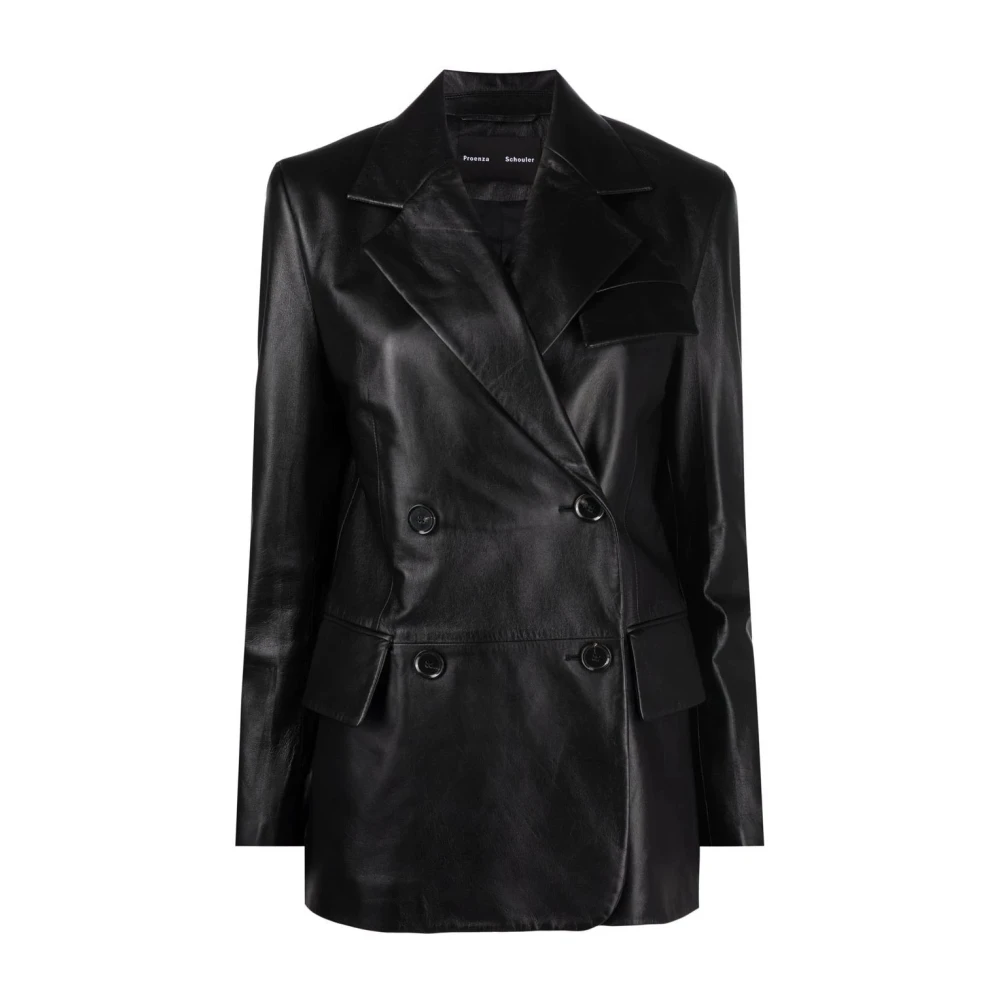 Proenza Schouler Black Leather Casual Blazer - Female - Leather Jackets - 2XS - Jackets