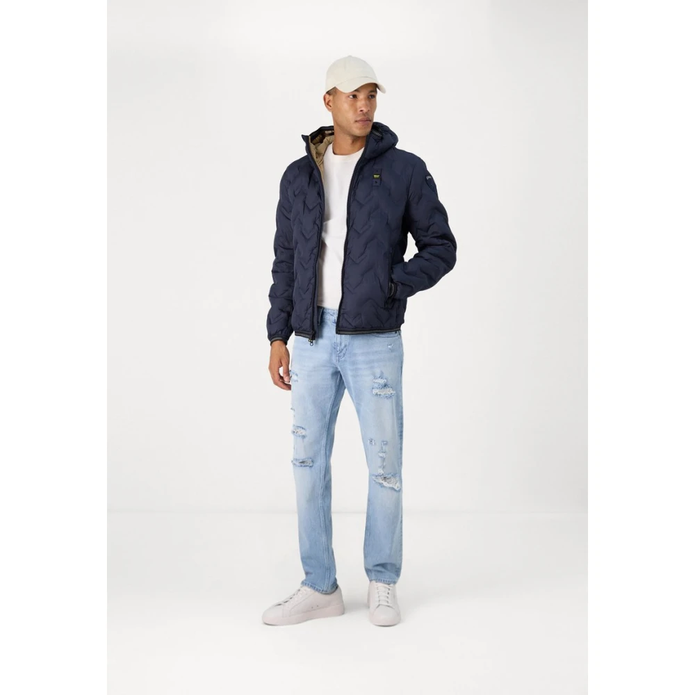 Blauer Heren Hooded Puffer Jas Blue Heren