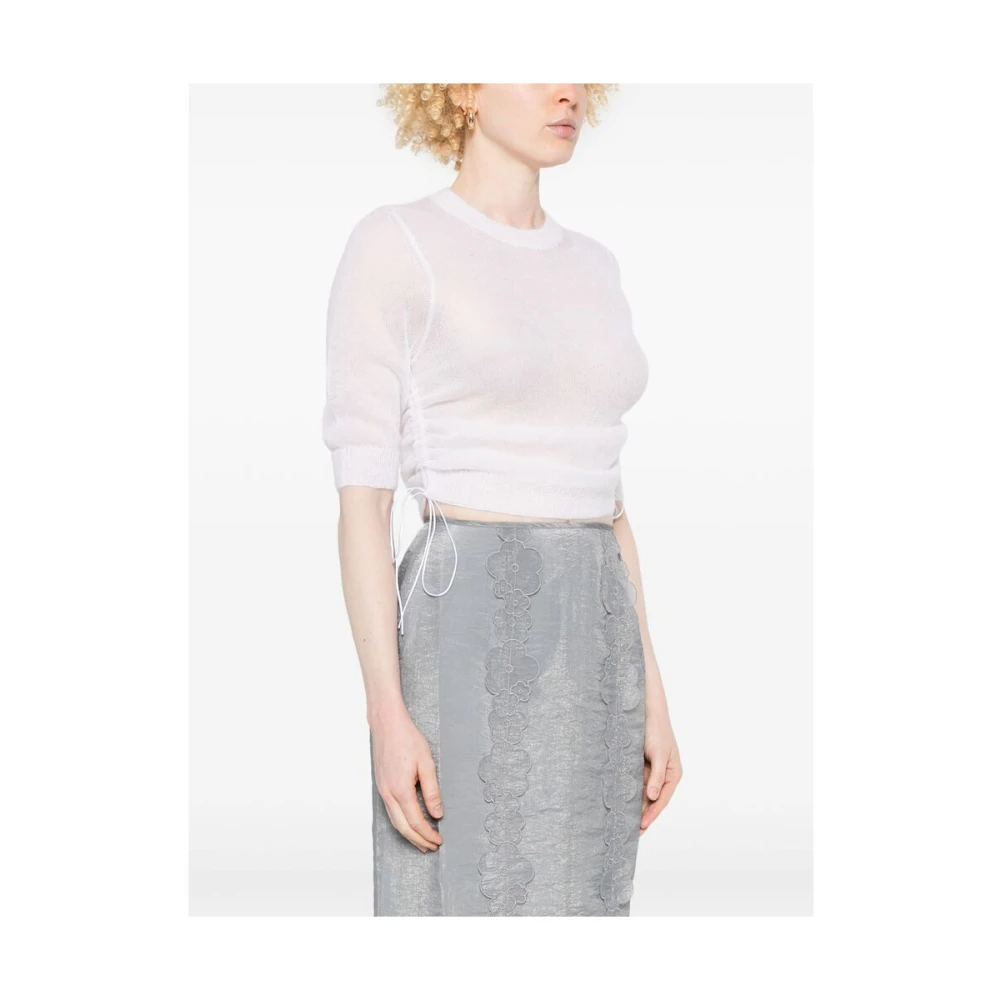 Cecilie Bahnsen Witte Crew Neck Korte Mouw Sweater White Dames
