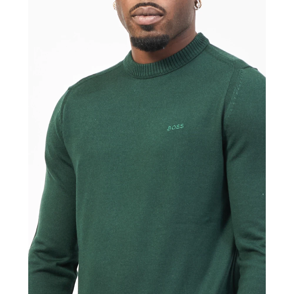 Hugo Boss Groene Trui Straight Fit Katoen Green Heren