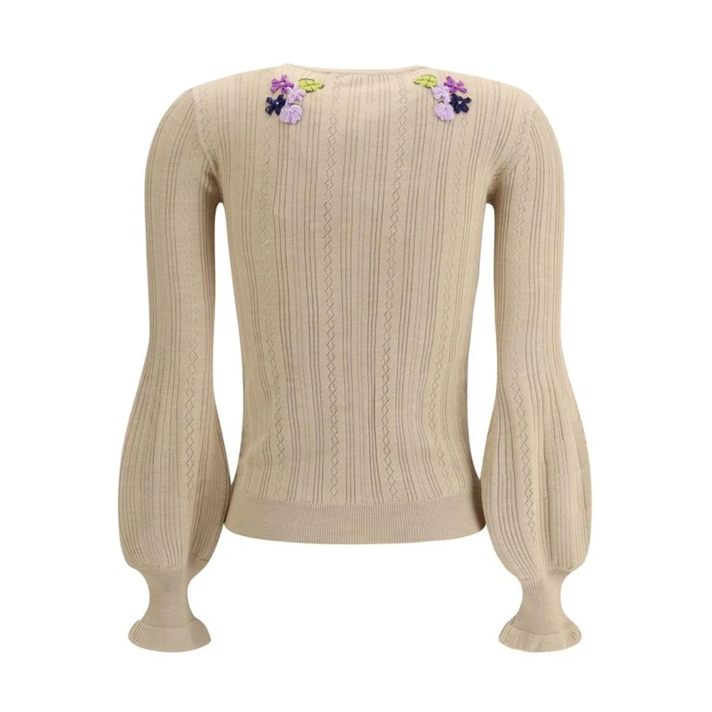 Valentino Bloemen Ballonmouw Vest Beige Dames