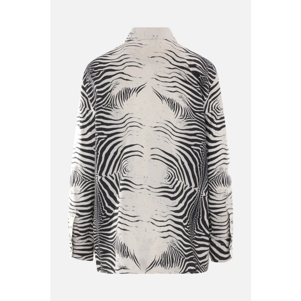 Roberto Cavalli Zebra Print Zijden Overhemd Black Dames