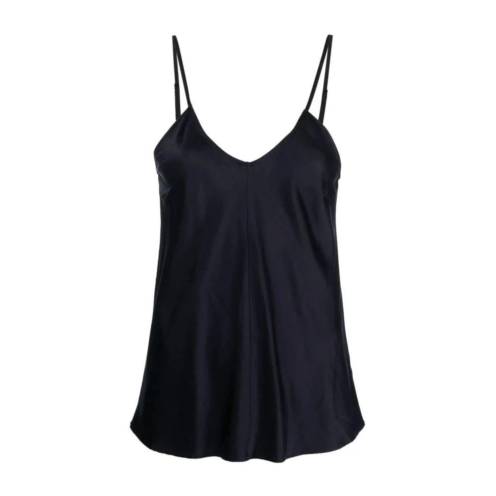 Forte Blauwe Zijden Satijnen Elegante Blouse Blue Dames