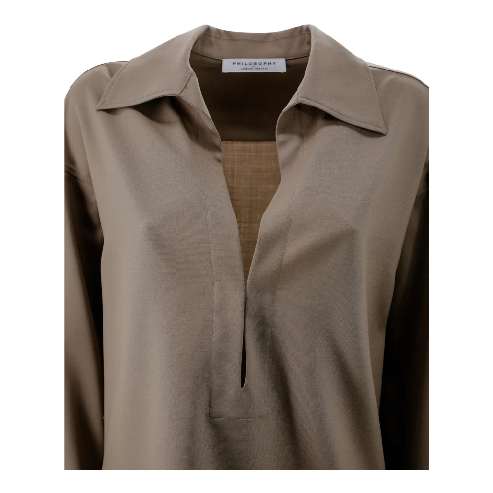 Philosophy di Lorenzo Serafini Beige Overhemd met Spreidkraag Beige Dames