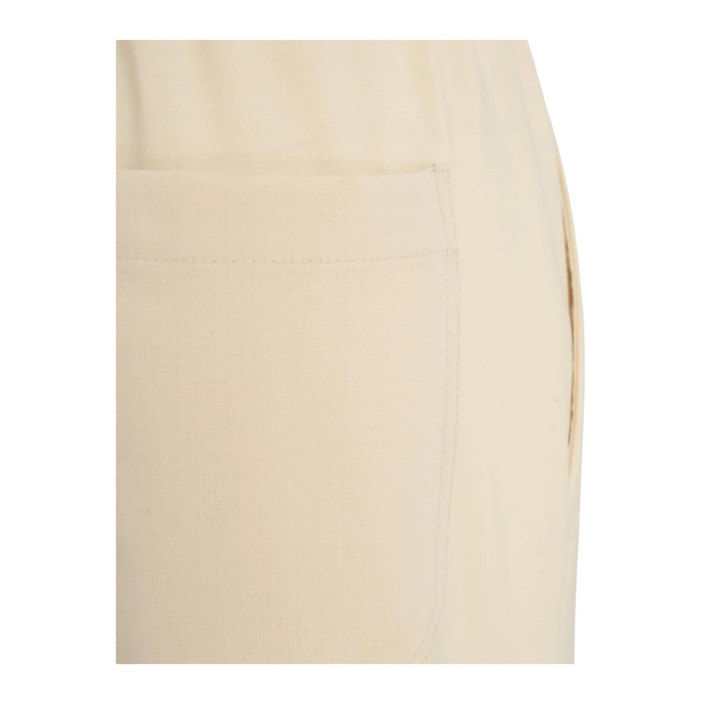 Semicouture Beige Wolmix Trekkoord Broek Beige Dames