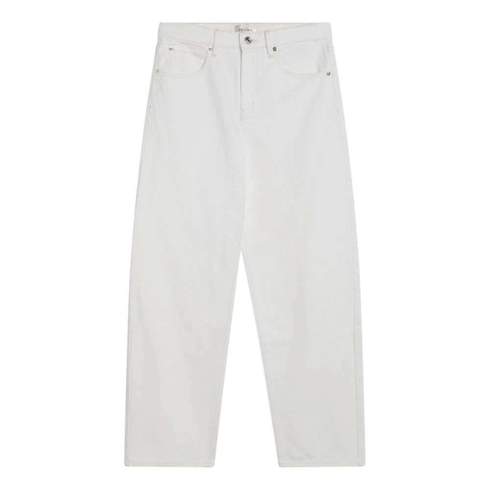 Frame Low Slung Barrel Regular Jeans White Dames