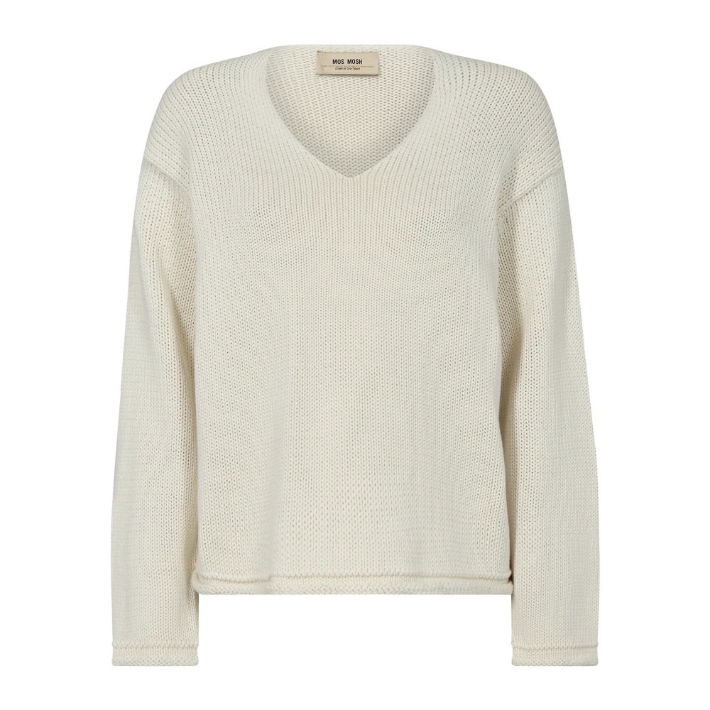 MOS MOSH V-Hals Gebreide Trui Ecru Beige Dames