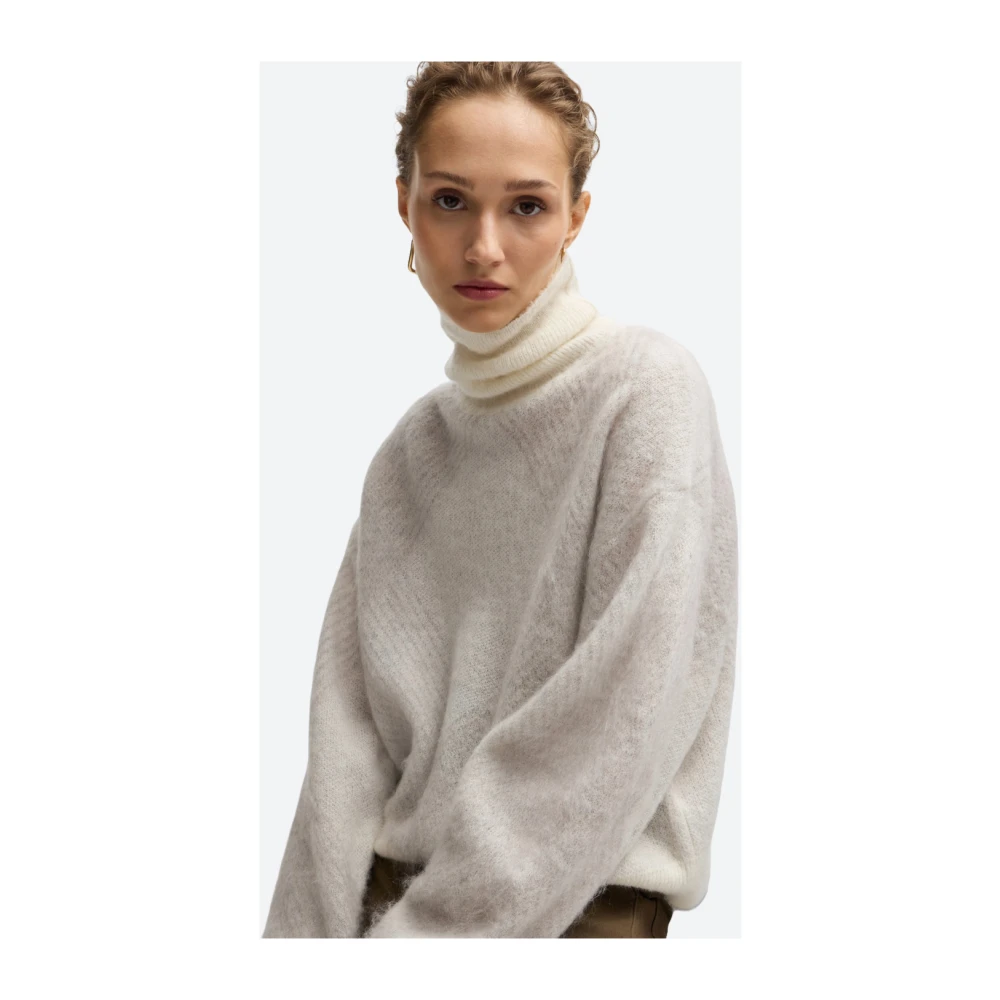 Hugo Boss Gestructureerde wollen argyle trui White Dames