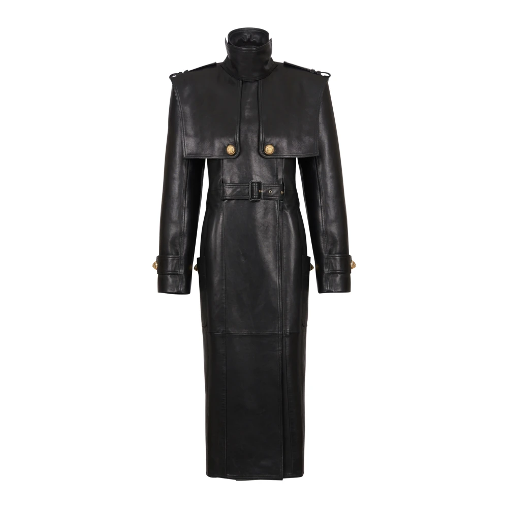 Balmain Getailleerde trenchcoat van lamsvacht Black Dames