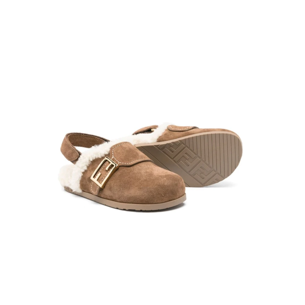 Fendi Leren Sandalen voor Kinderen met FF Motief Beige Dames