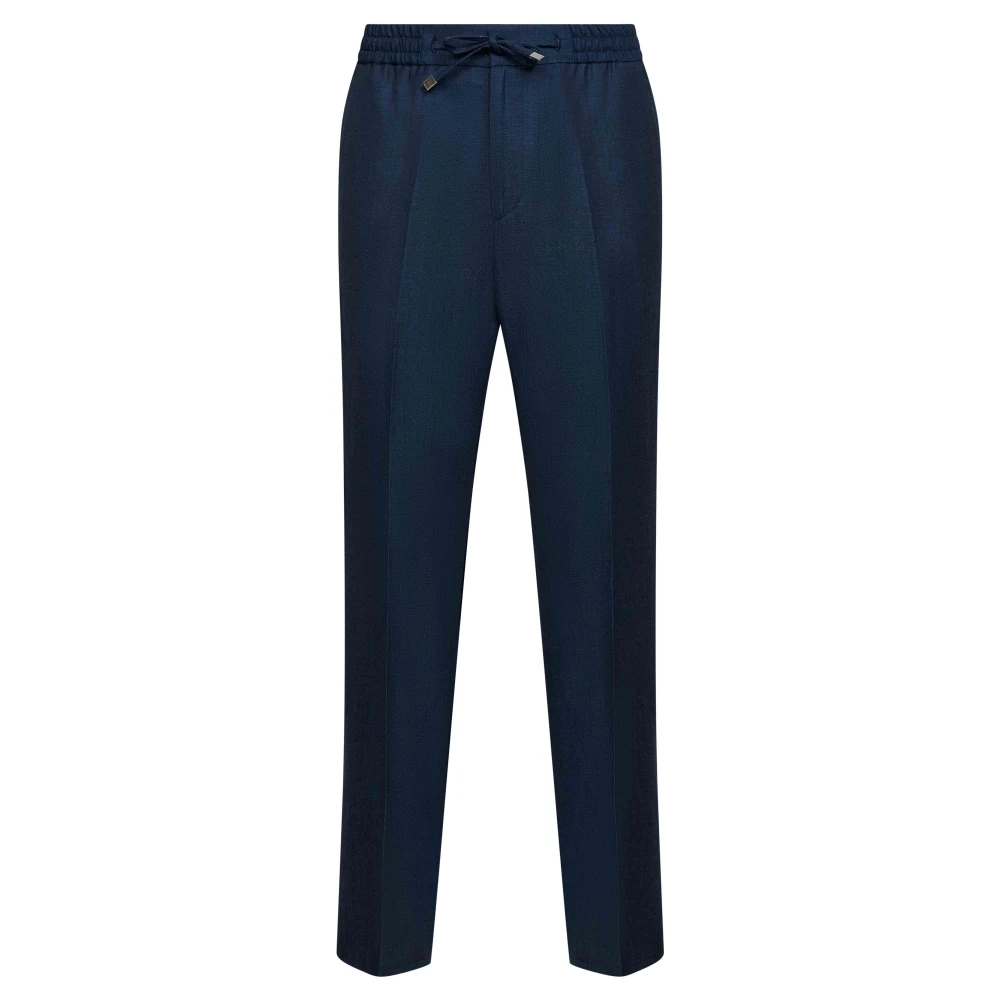 Etro Blue Wool And Linen Trousers - Male - Straight Trousers - S - Trousers