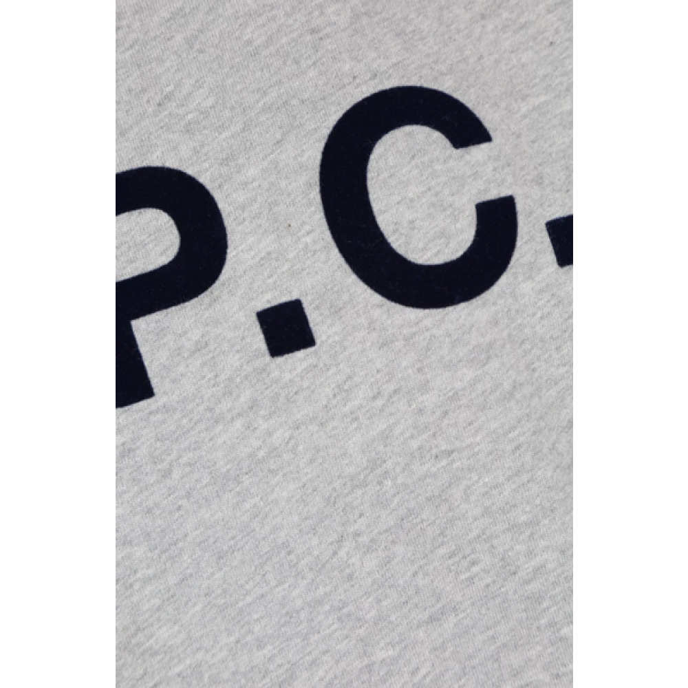 A.p.c. Grijze Katoenen Logo Print T-shirt Gray Heren