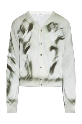 Tryckt cardigan i silke