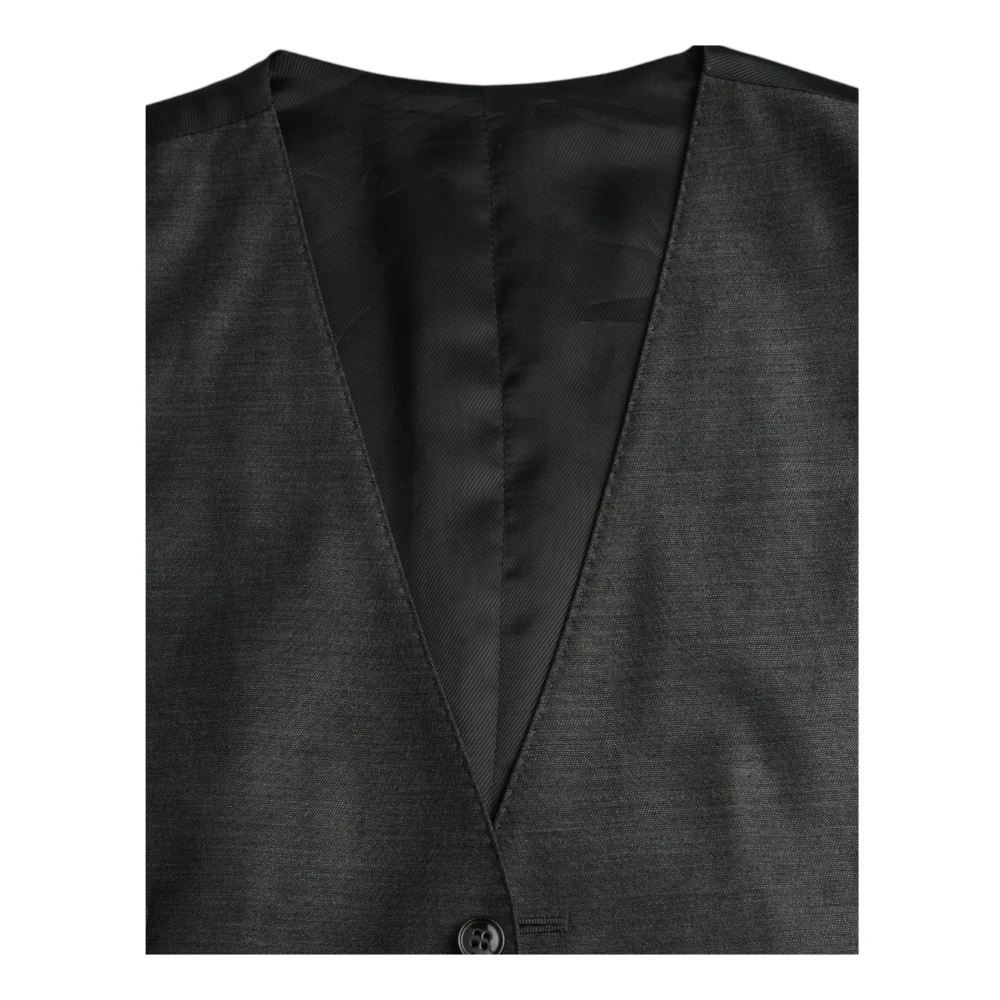 Dolce & Gabbana Grijze Wol Formele Vest Gray Heren