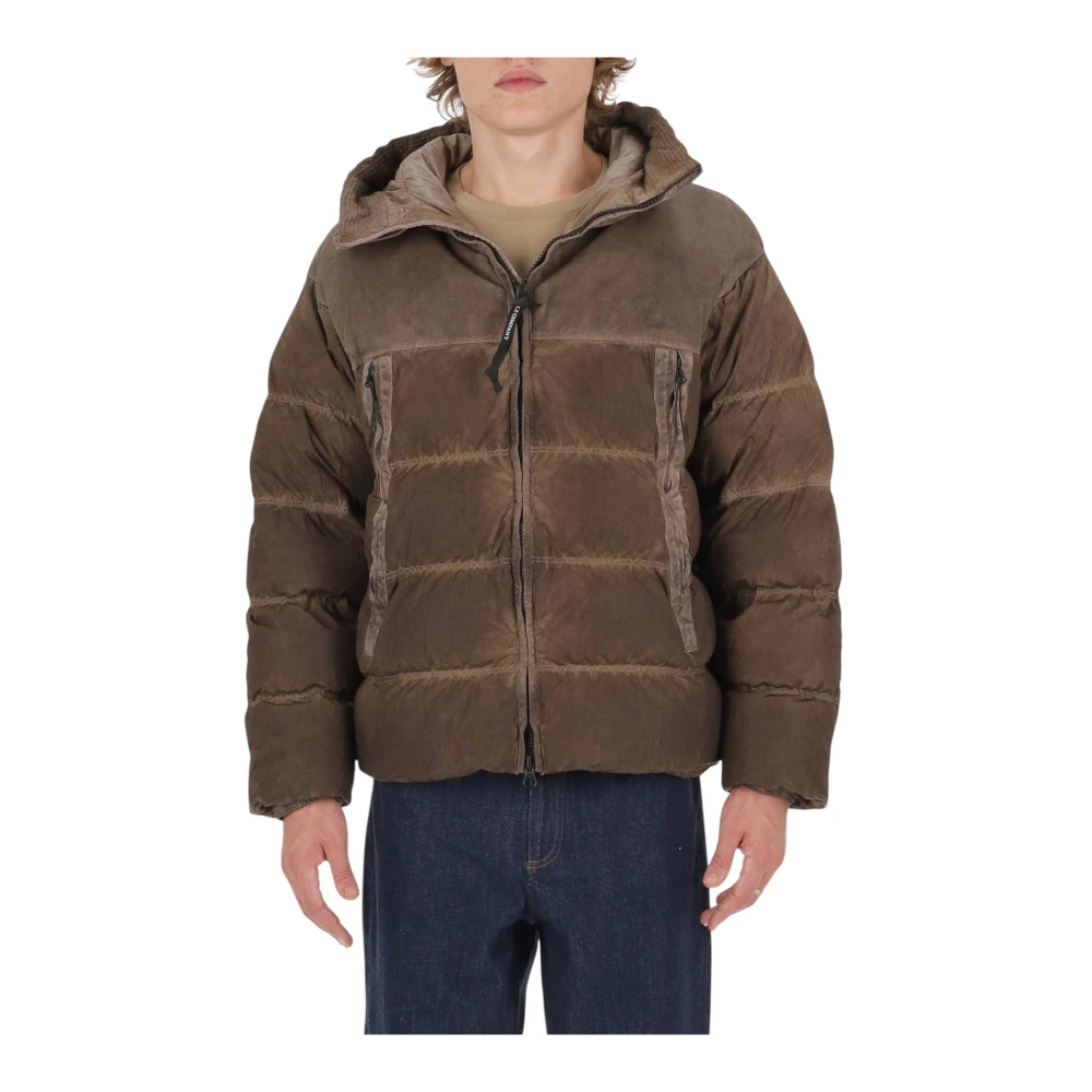 C.p. Company , Winter Jackets, Male, Brown, S, Eco-Chrome R Mixed Goggle Down Jacket