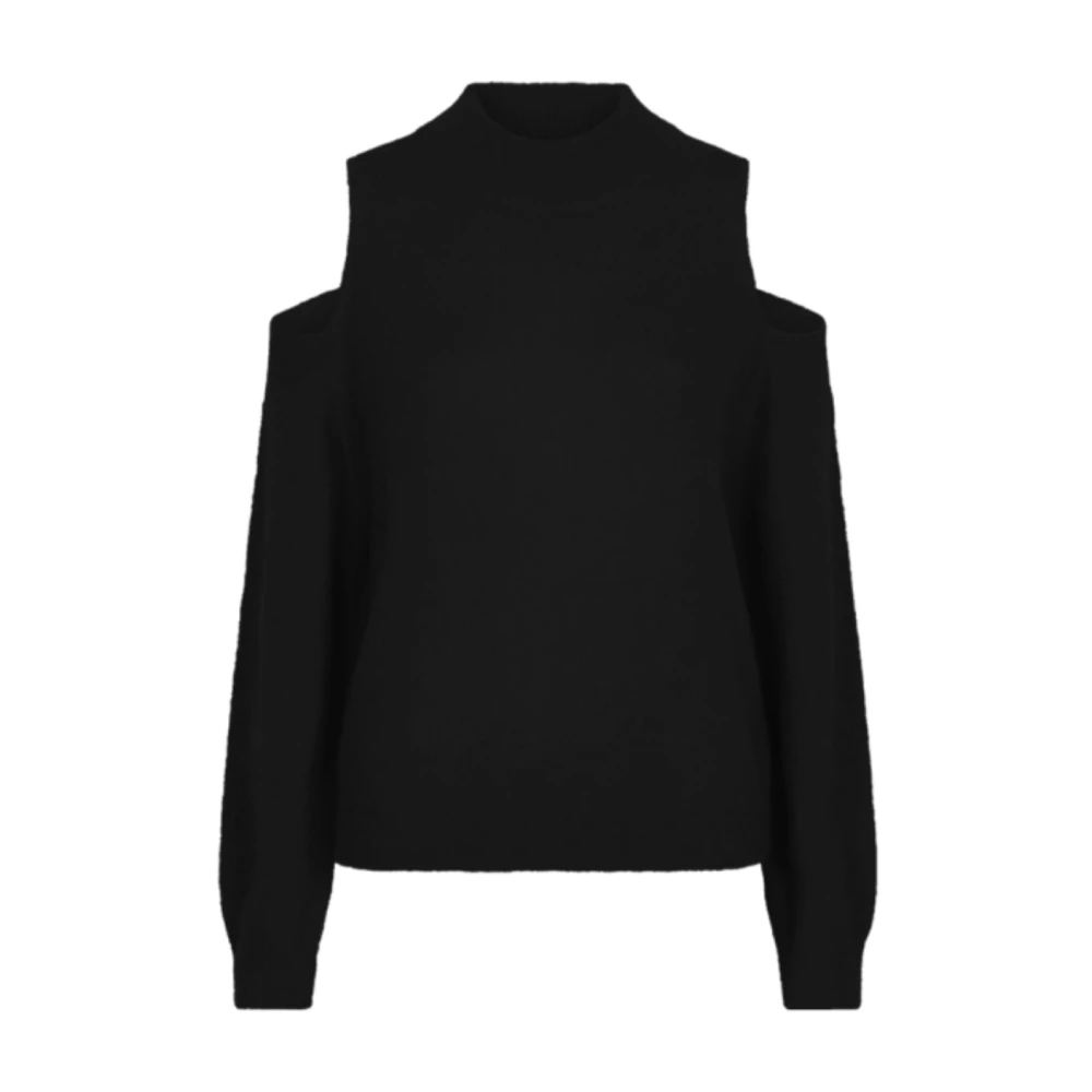Dante 6 Zwarte Alpaca Trui met Open Schouders Black Dames