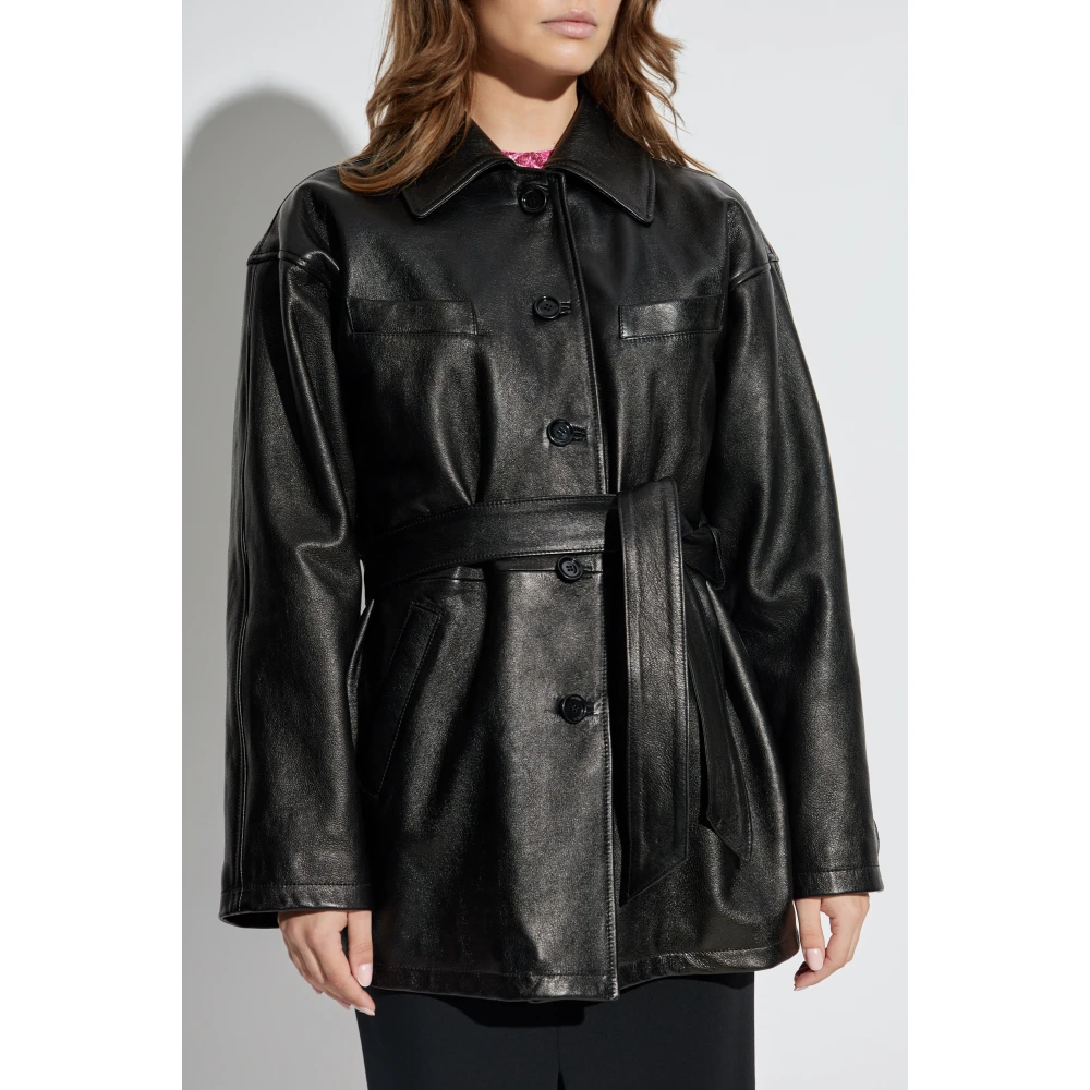 Dolce & Gabbana Leren jas Black Dames