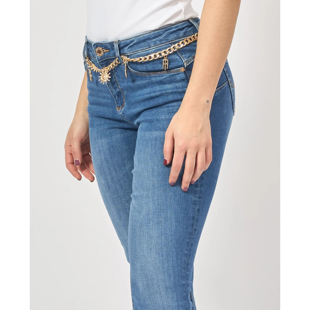 Fracomina Blauwe Slim Fit Jeans met Wijde Zoom Blue Dames