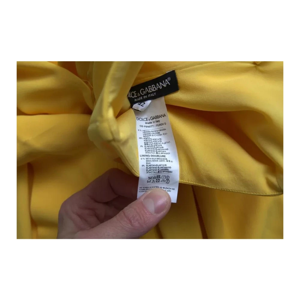 Dolce & Gabbana Gele One Shoulder Pencil Jurk Yellow Dames