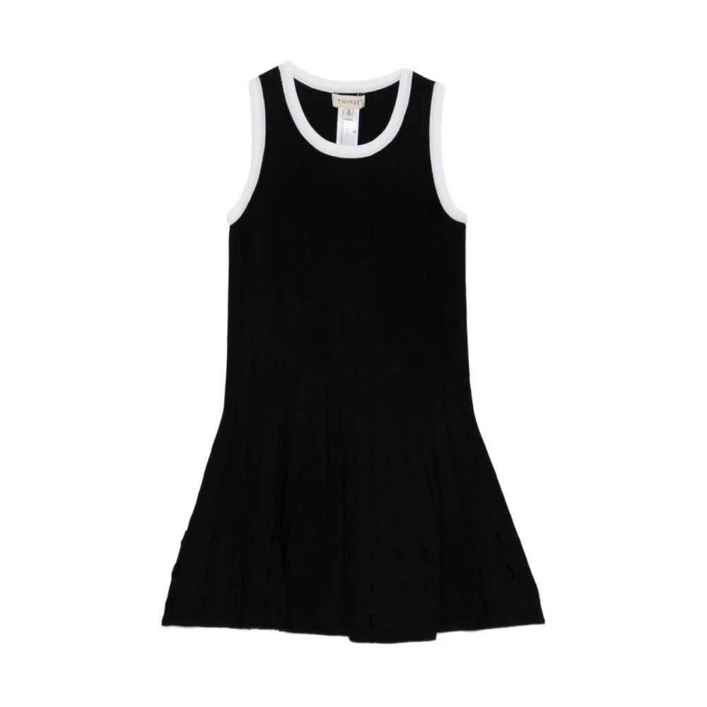 Twinset Girls Black Dresses, 12 Y, Abito Corto In Maglia