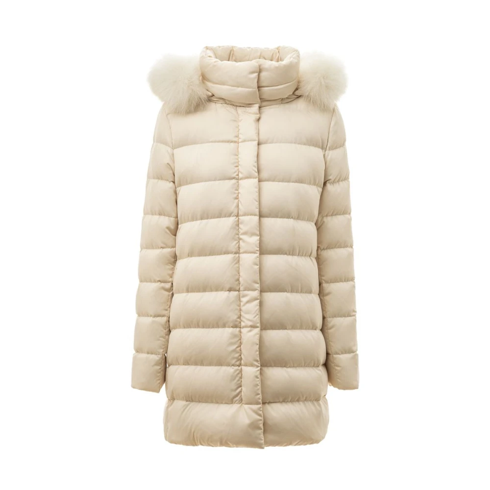 Herno Crème Gewatteerde Parka met Afneembare Capuchon White Dames