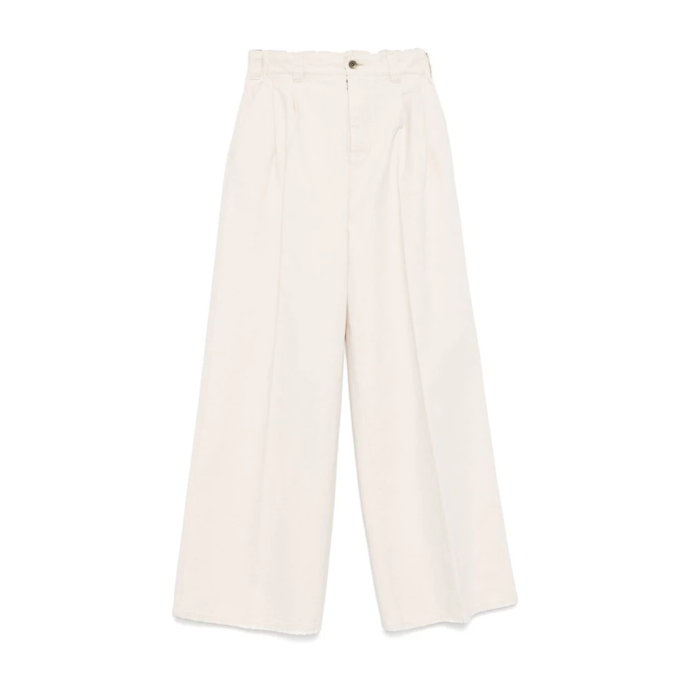 Maison Margiela Zwarte Katoenen Broek Elegante Stijl Beige Dames