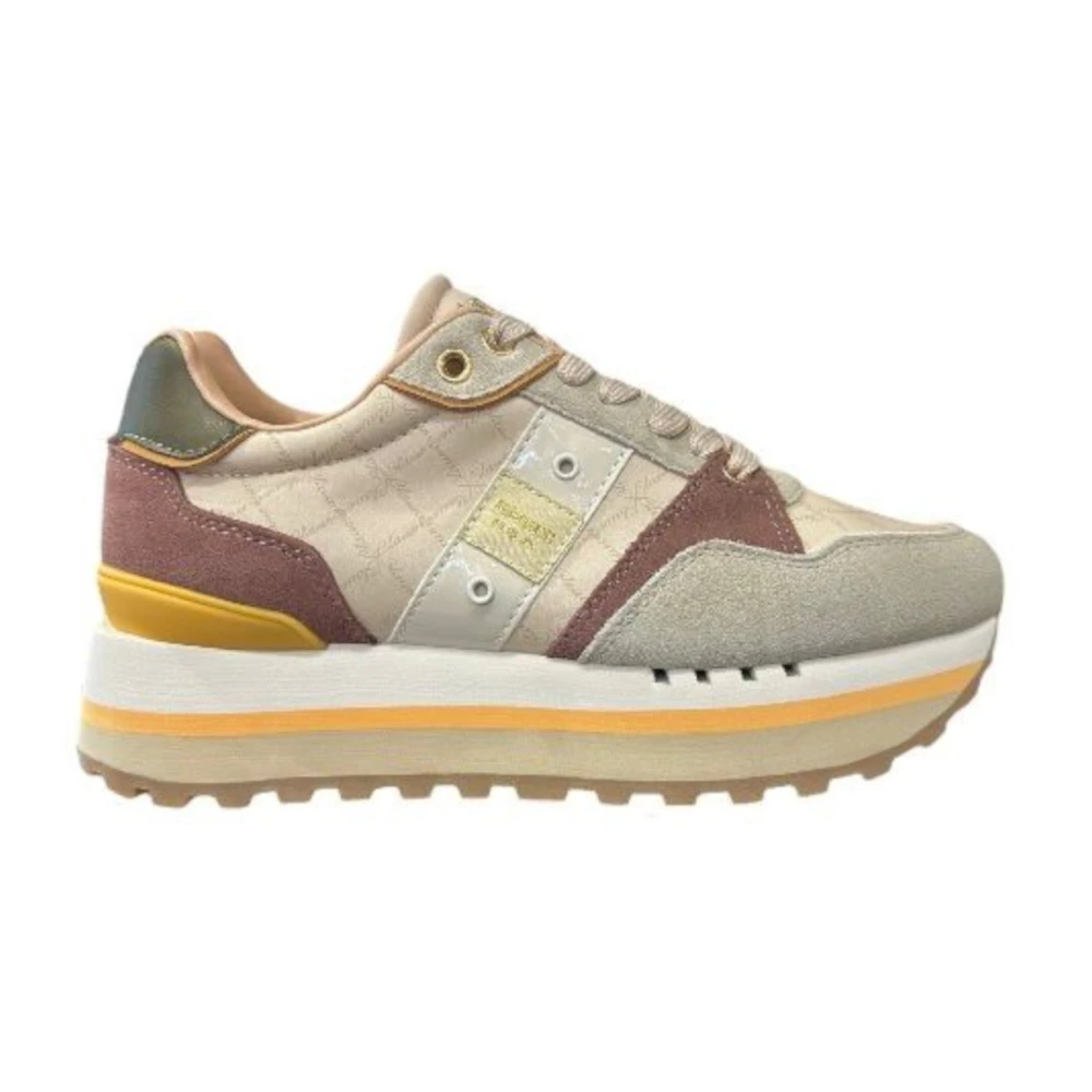 Blauer Sneaker van leer en suède met logo Dames Schoenen Roze