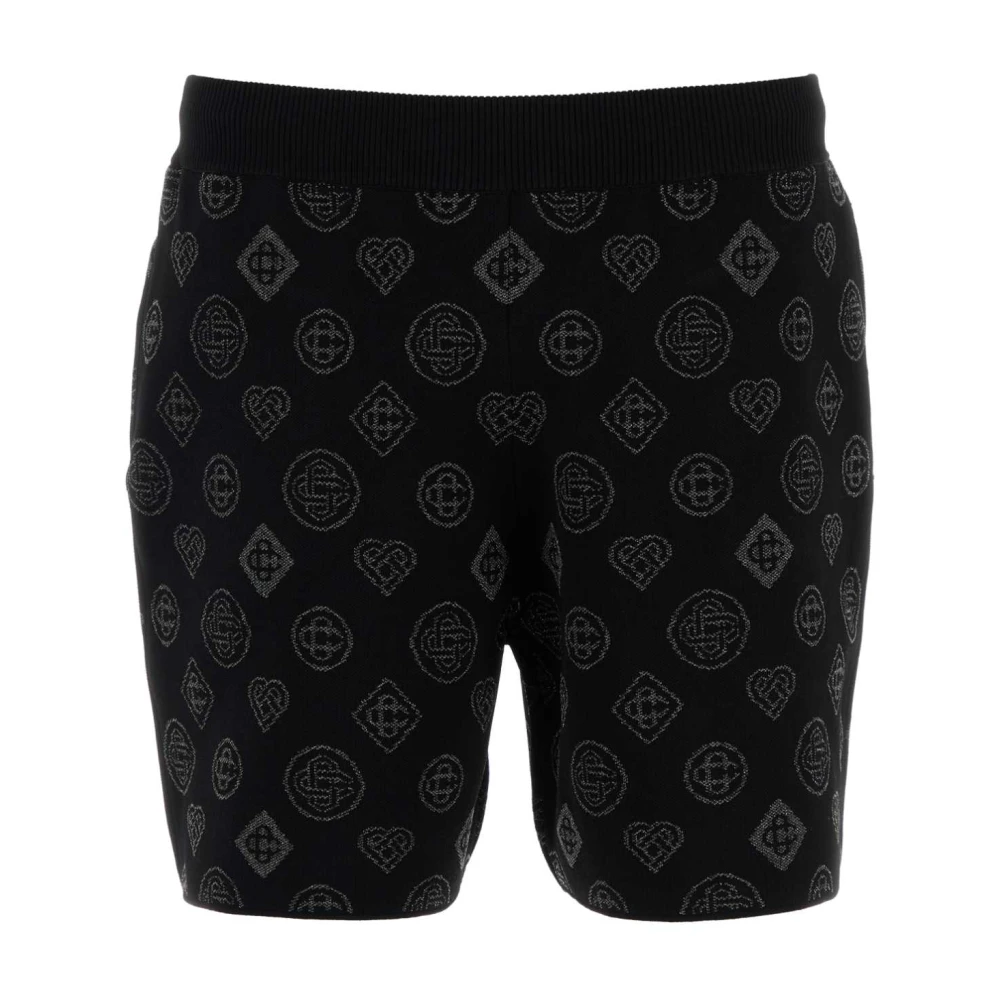 Casablanca Men's Black Embroidered Stretch Jacquard Bermuda Shorts - Casual Shorts - L - Shorts