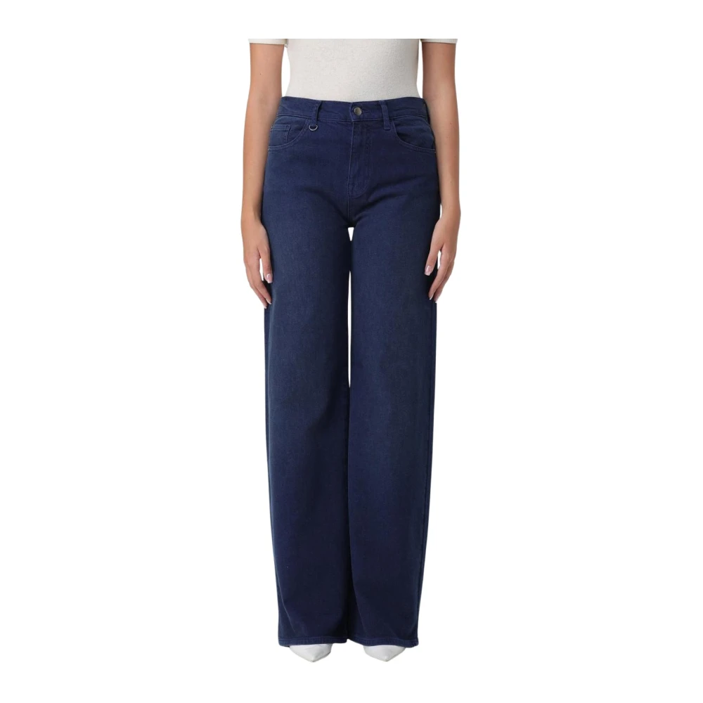 Emporio Armani Vrouw Blauw Donkere Wassing Wide Leg Jeans