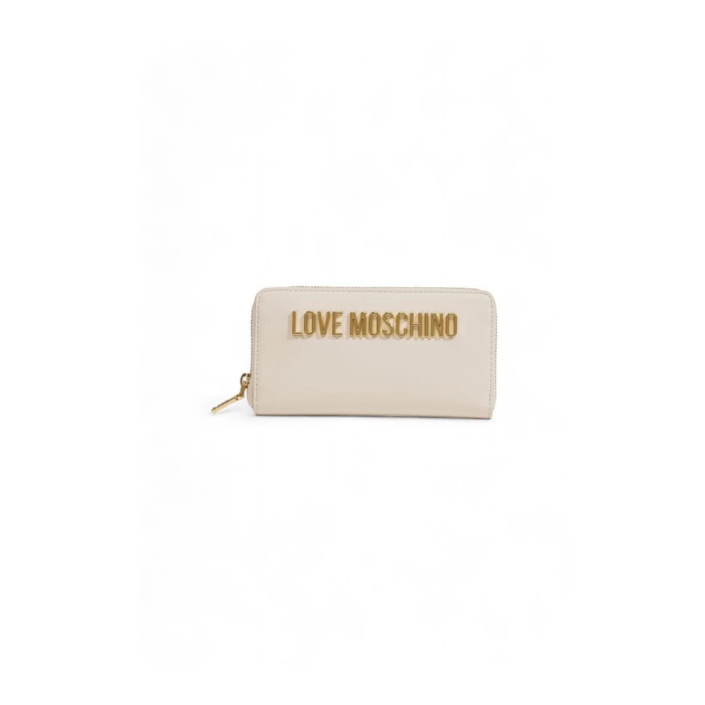 Love Moschino Beige Grote Portemonnee met Meerdere Compartimenten Beige Dames