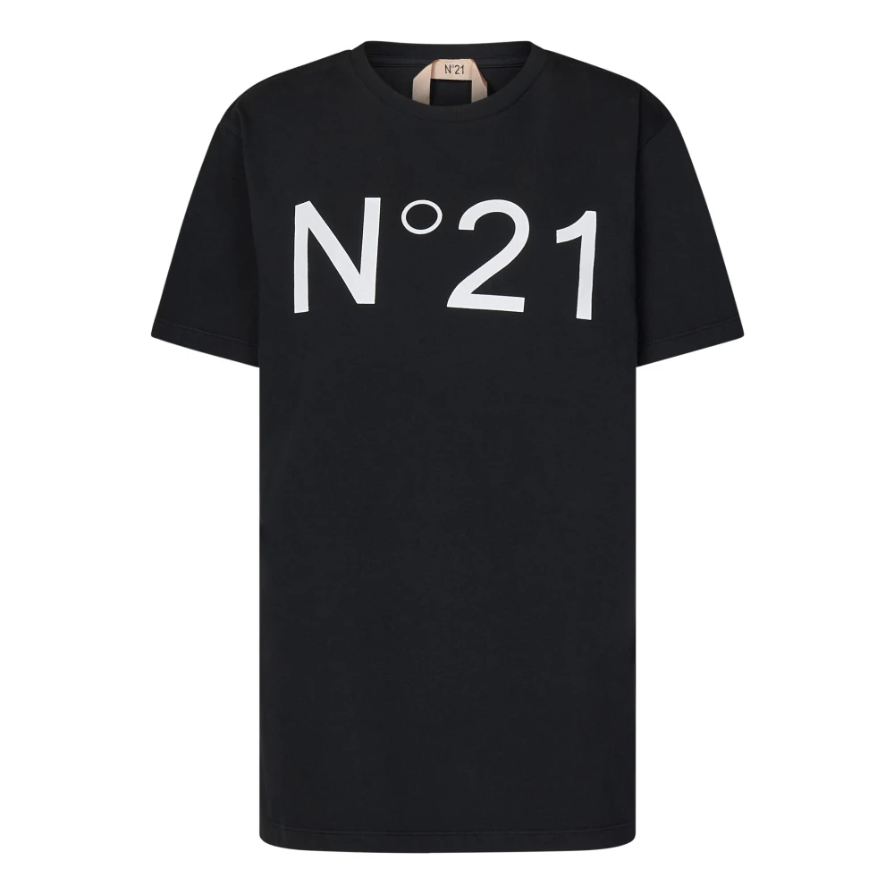 N21 Zwart Katoenen Jersey T-Shirt Black Dames