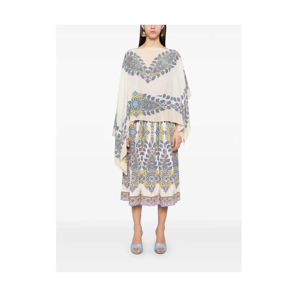ETRO Beige Asymmetrische Boothals Cape Beige Dames