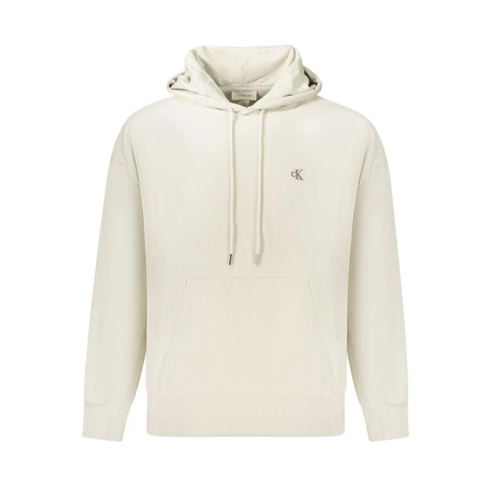 Calvin Klein Men's Beige Hoodies, M, Cotton Knit Jumper
