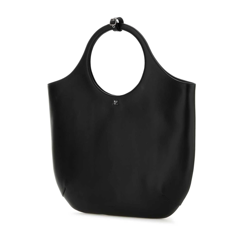 Courrèges Stijlvolle Zwarte Leren Handtas Black Dames