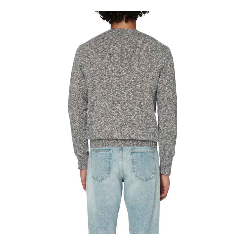 Oscar Jacobson Blauwe Micro Ronde Hals Trui Blue Heren