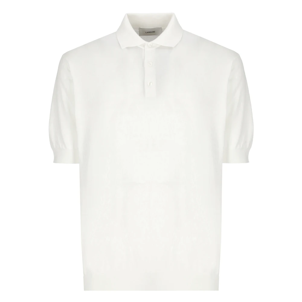 Lardini Witte Polo Shirt met Drie Knopen Beige Heren