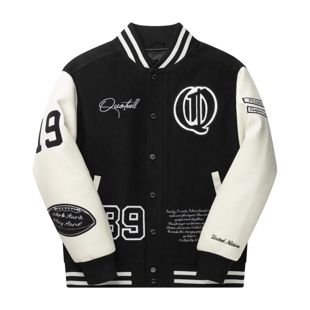 Varsity Jacket for Men Black White Quotrell Bomber Jackets Miinto