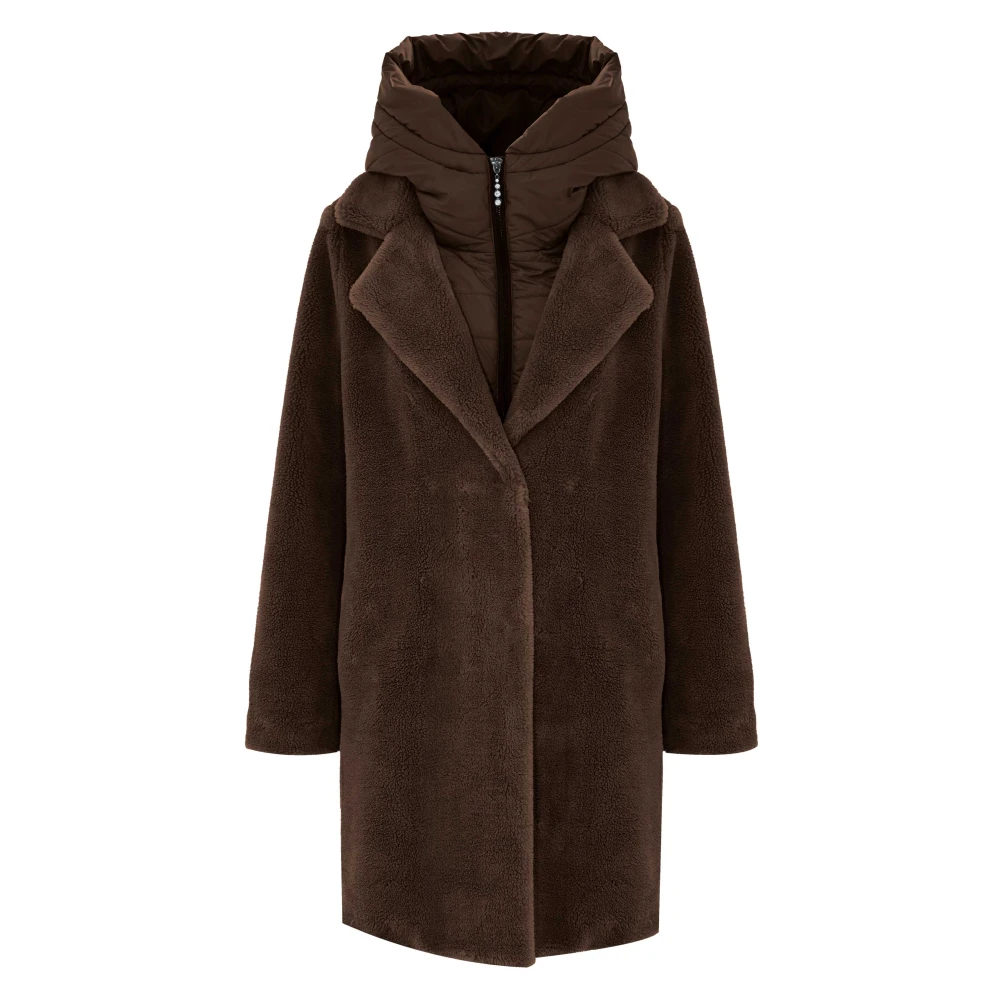 Kocca Women's Brown Faux Fur & Shearling Jackets, M, Coat Damasco