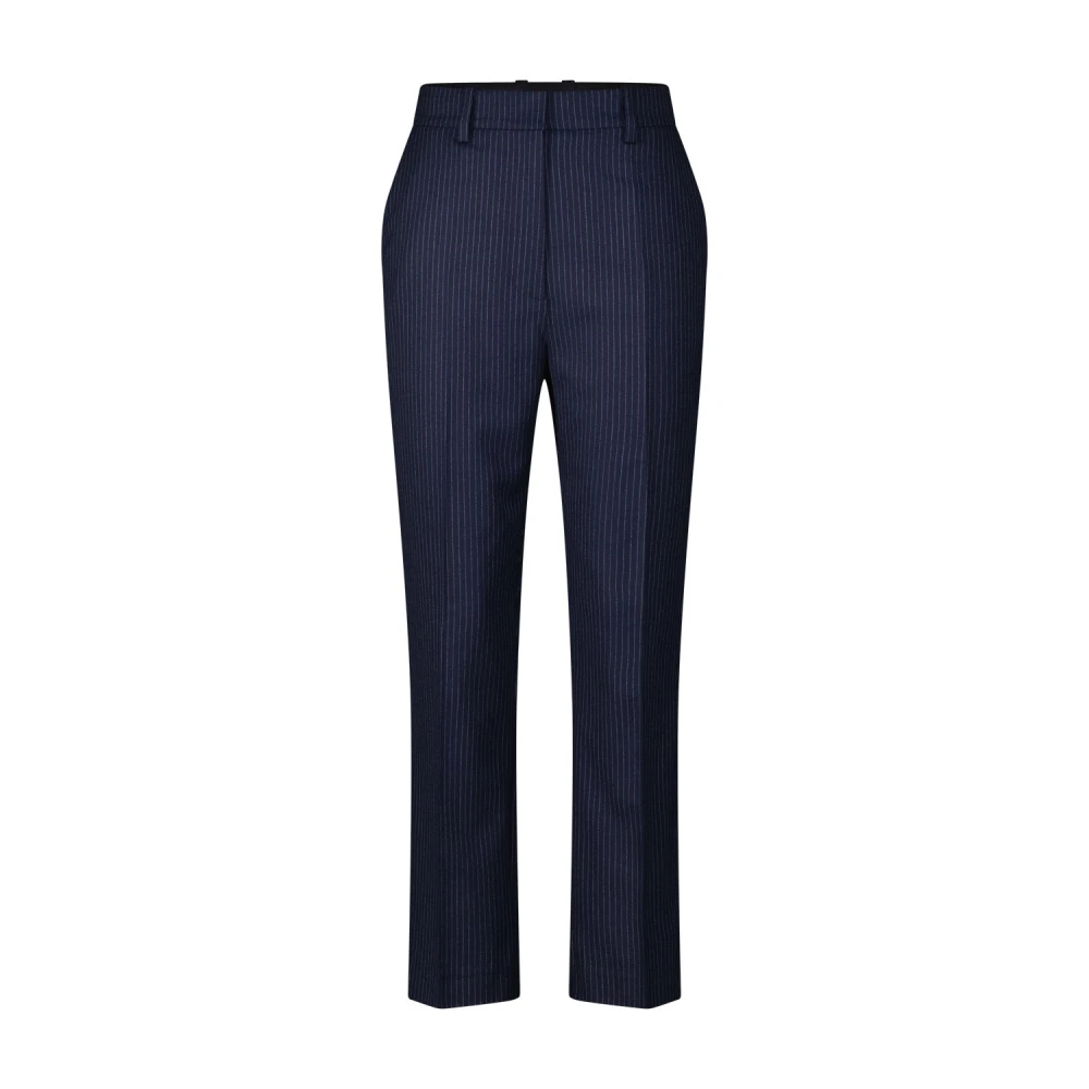 Anine Bing Wollen Gestreepte Broek Blue Dames