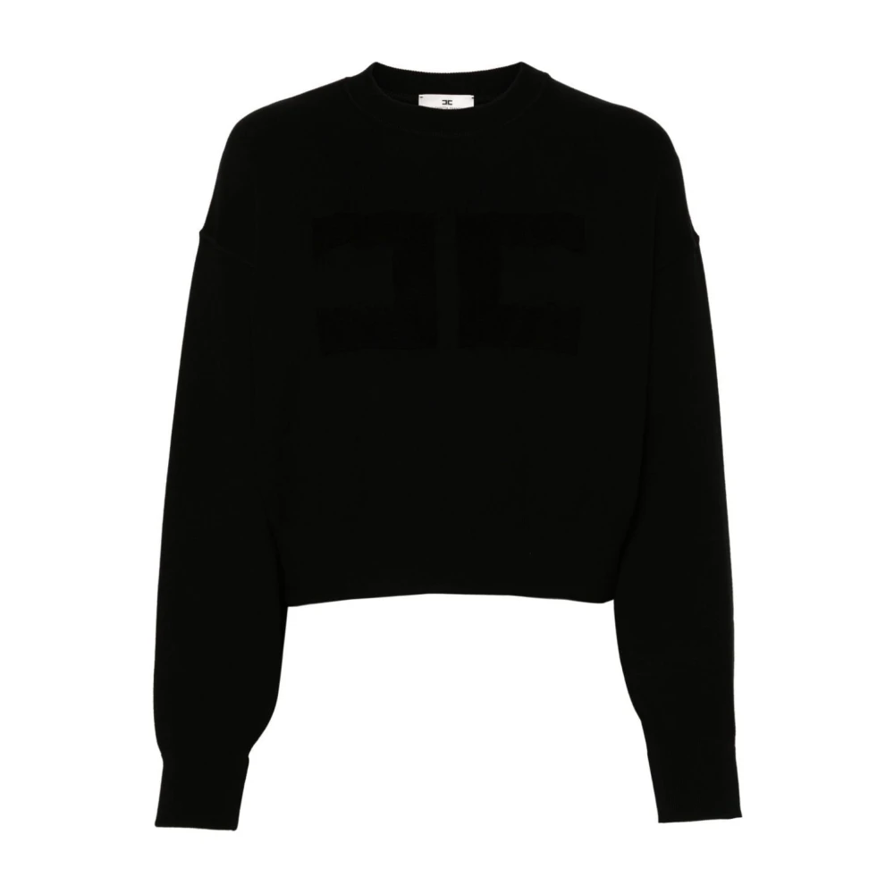 Elisabetta Franchi Geborduurde Cropped Sweatshirt Black Dames