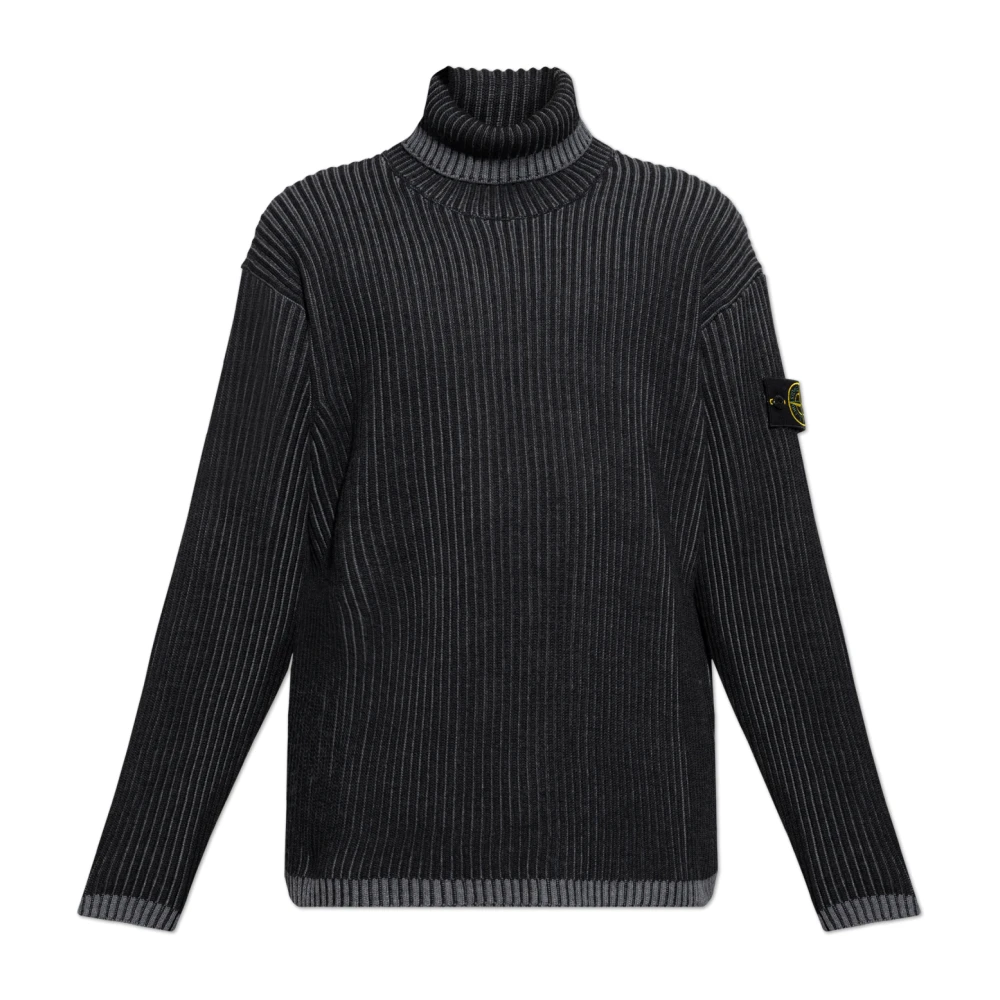 Stone Island Donkerblauwe Wollen Gebreide Truien Black Heren